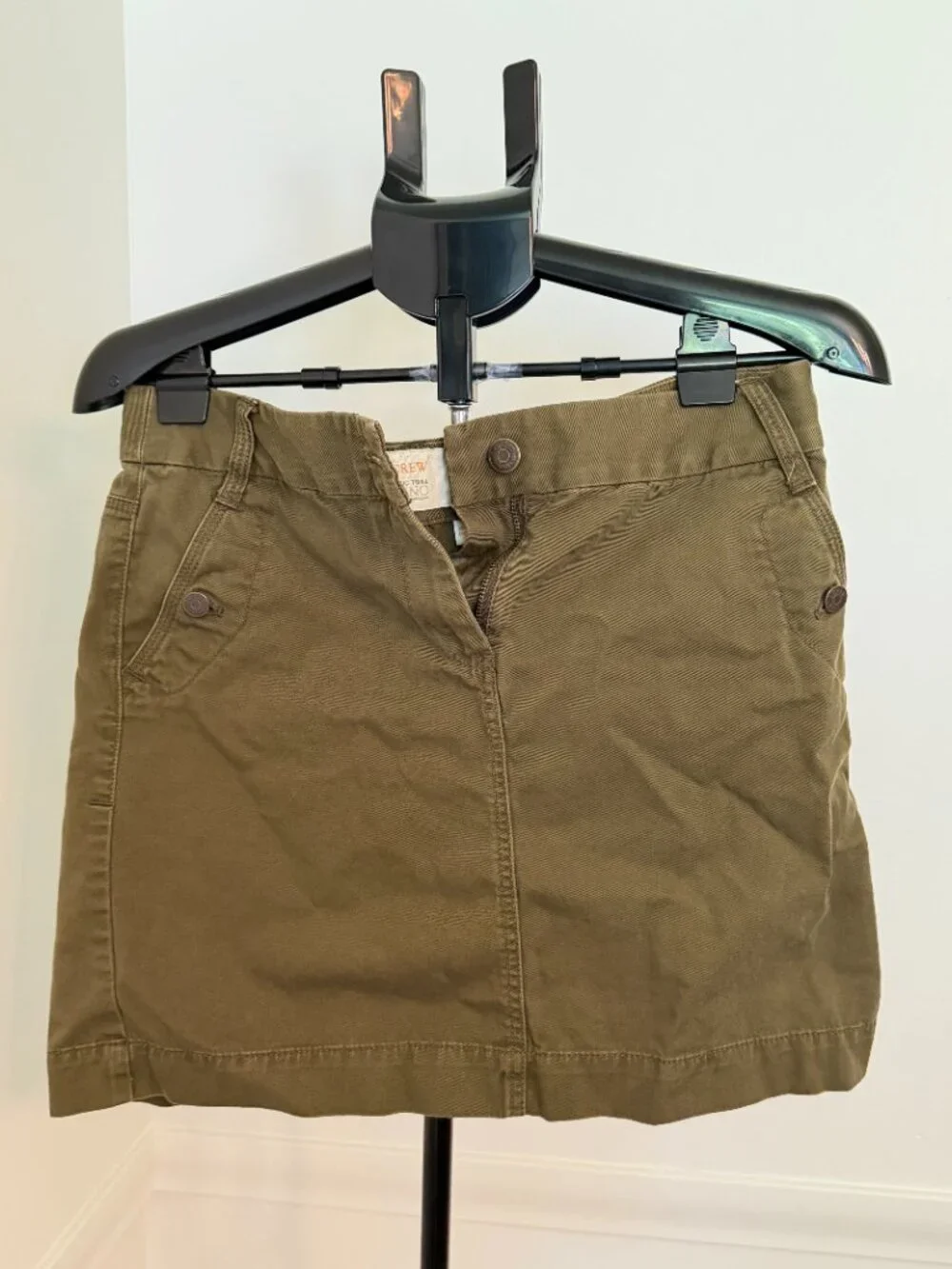 J. Crew Army Green 100% Cotton Mini Skirt Size 8